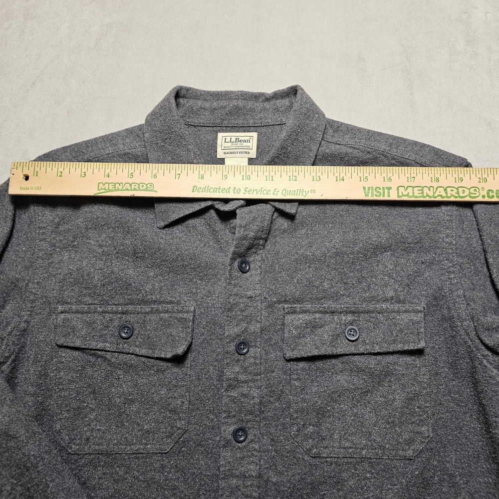 LL Bean Mens L-Tall Slightly Fitted Flannel Shirt Charcoal Gray‎ Heather - Picture 6 of 16